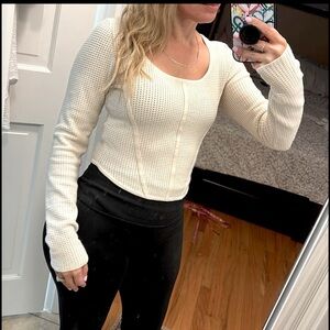 ✨House Of Harlow 1960✨ Cropped Rounded Hem Corset Long Sleeve Sweater Size XS